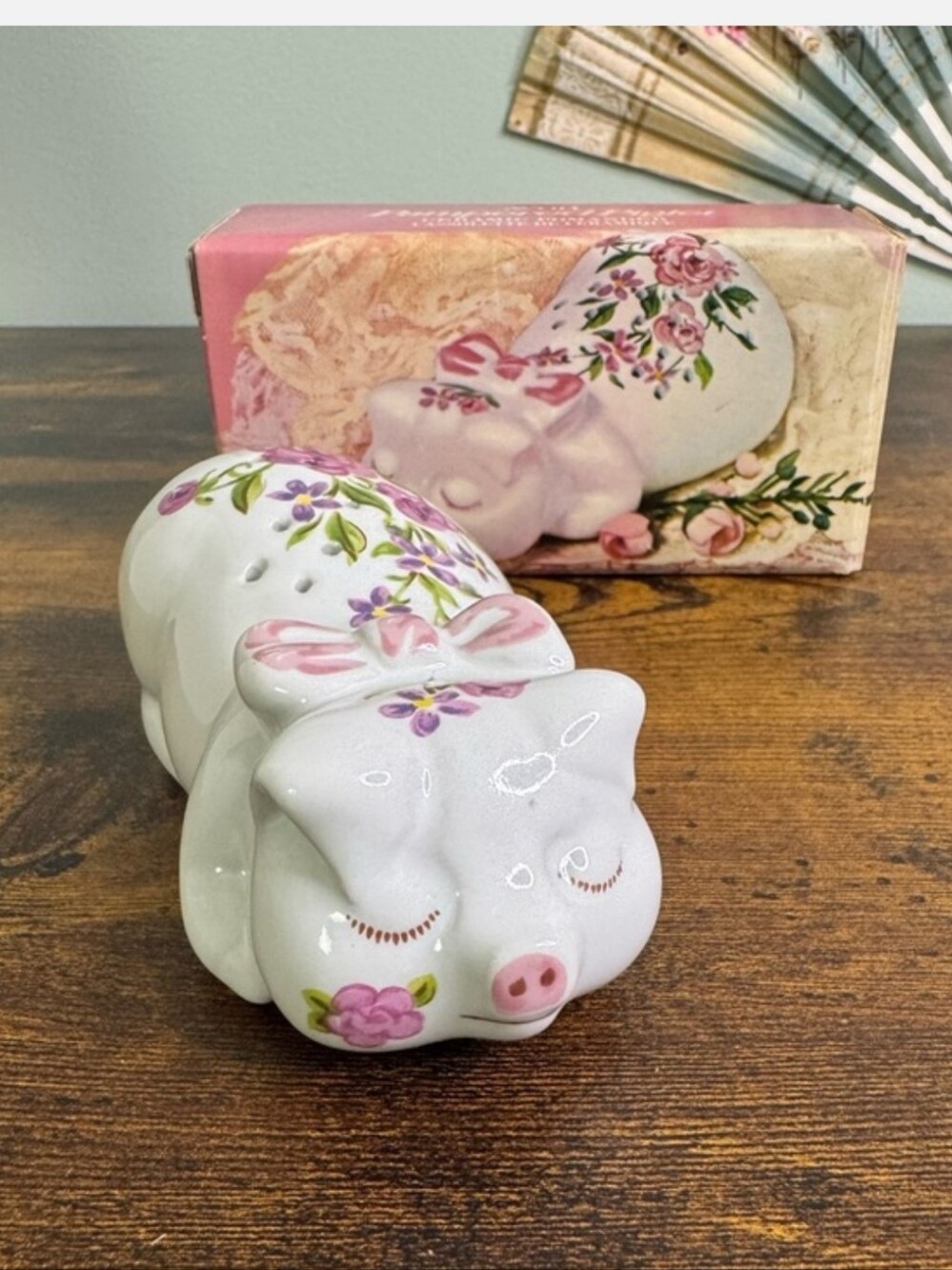 💚3/$30 VTG 1978 Avon Pampered Piglet Pig Ceramic Pomander Potpourri Holder Box